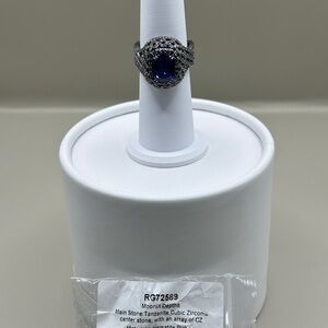 Moonlit Depths Tanzanite and Cubic Zirconia Ring